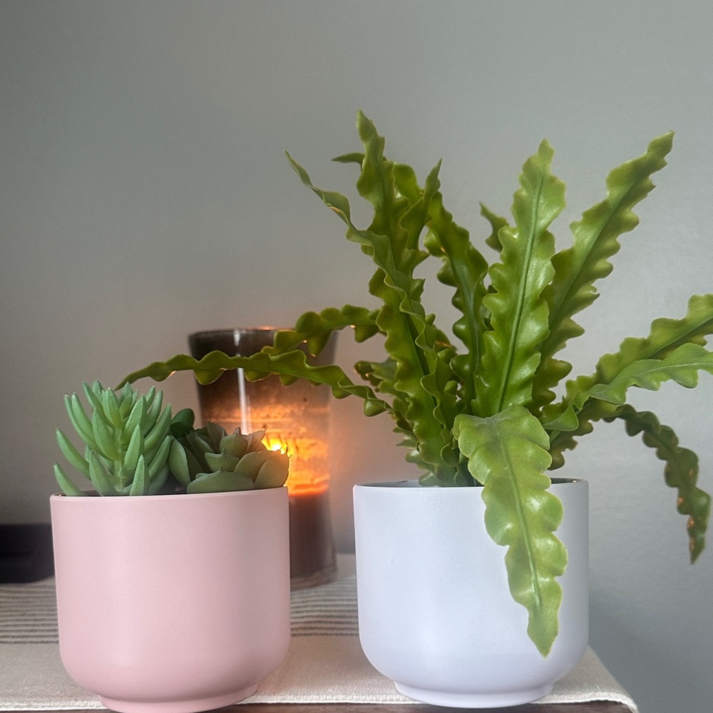 Modern Pink and White Fake Plants